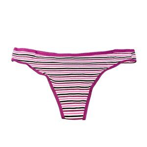 Maidenform Women's Size Medium 6 Panty Thong Stripe Pink Black White NWOT